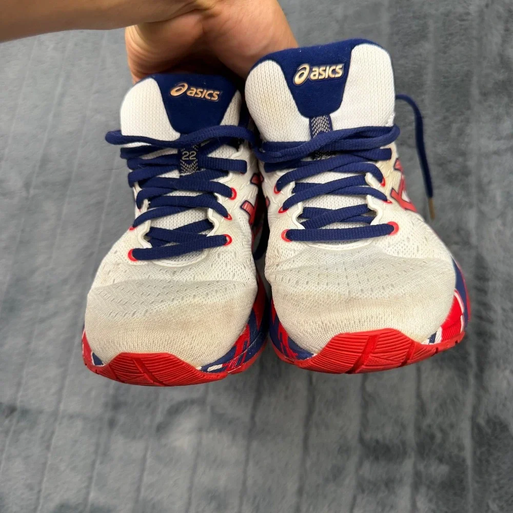 Asics Gel-Cumulus 22 USA Running Shoes Womens 9 White Red Blue 1012A976